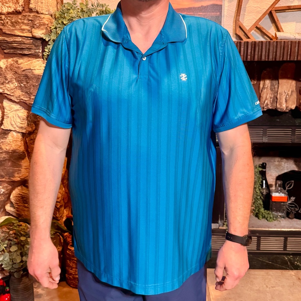 Izod Men's Turquoise Blue Polo Golf Shirt